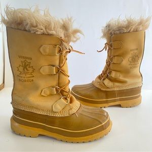 SOREL VERDUN TAN WINTER SNOW Boots Warm Rubber Size Women’s Size 8 Vtg Tan